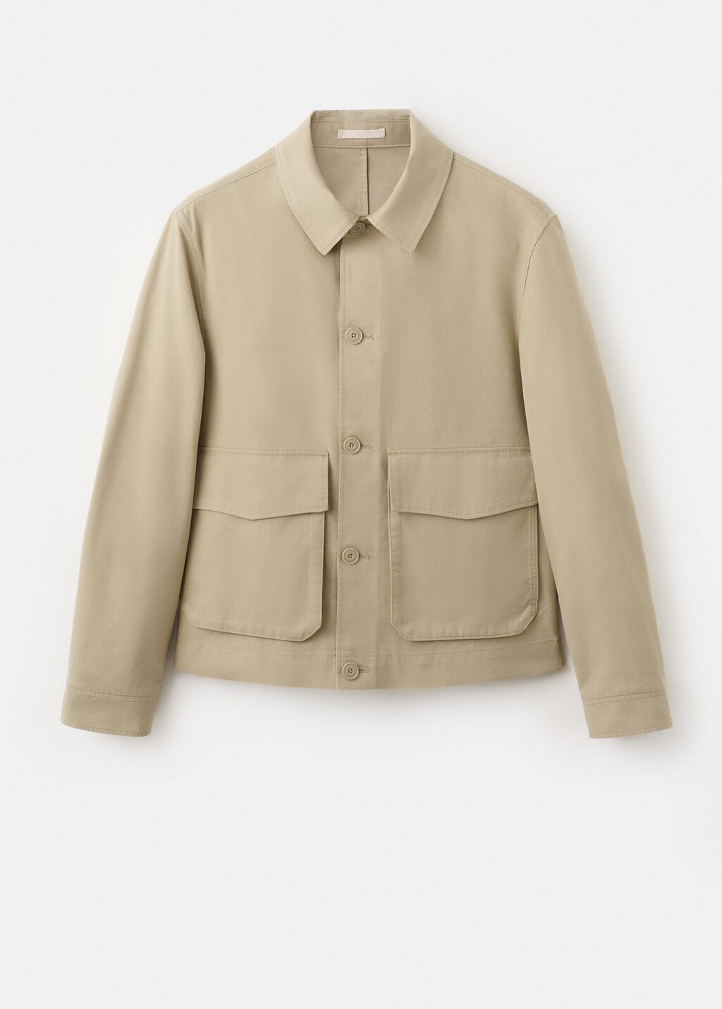 Mango Lightweight Cotton Blend Jacket With Pockets Beige In Neutral
