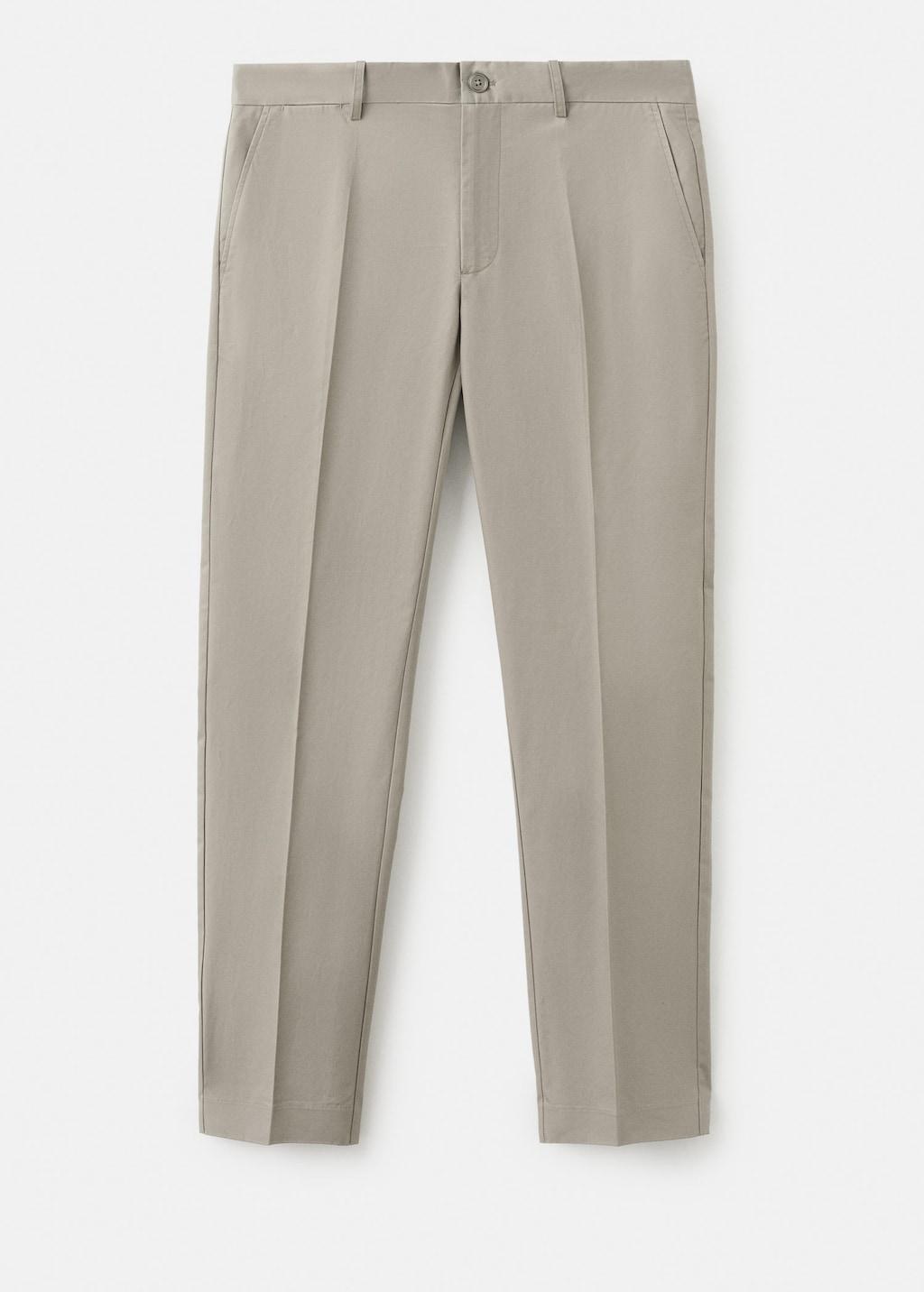 Mango 100% Cotton Slim Fit Twill Trousers Beige In Gray