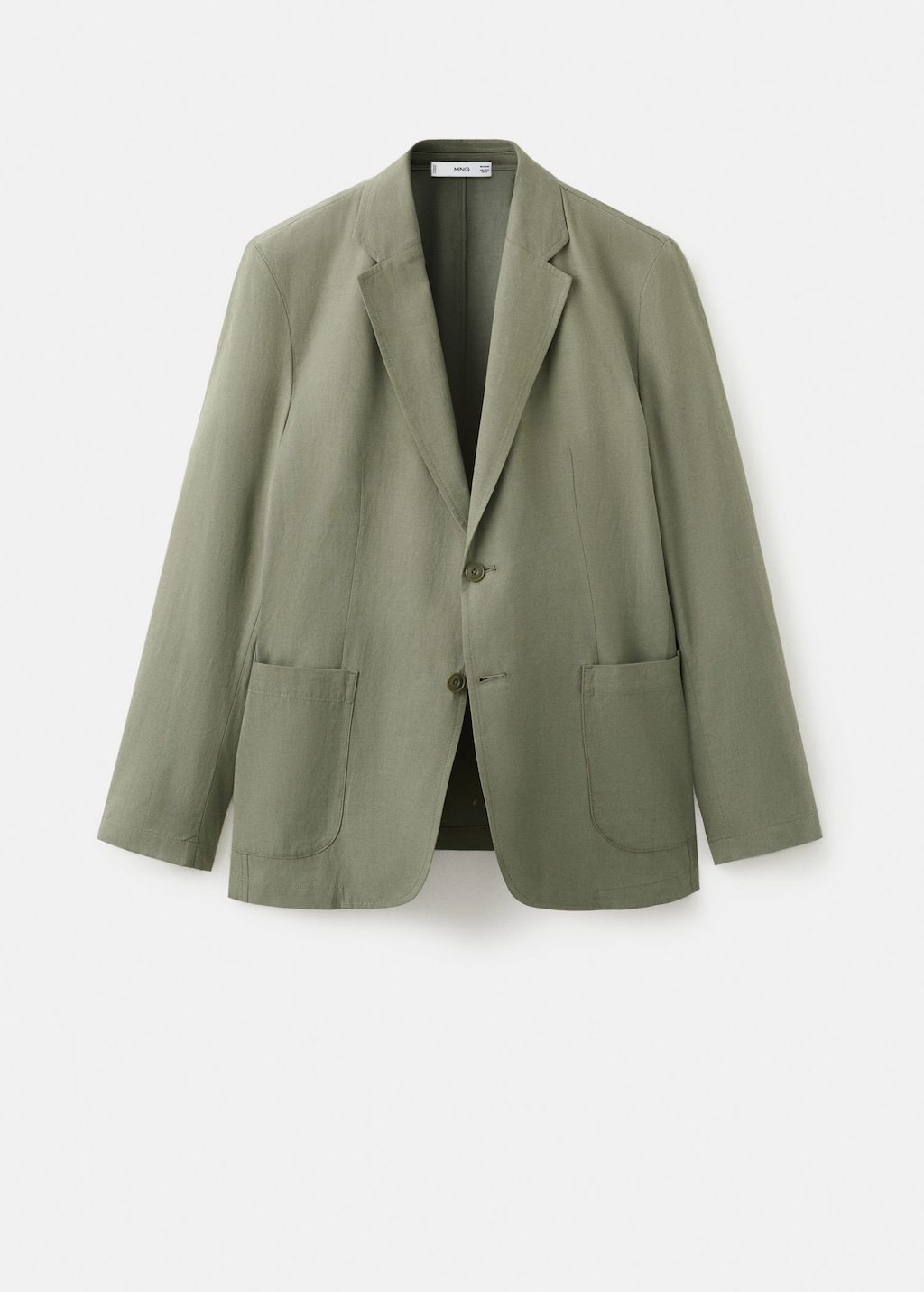 Mango Slim-fit Linen-blend Suit Jacket Green
