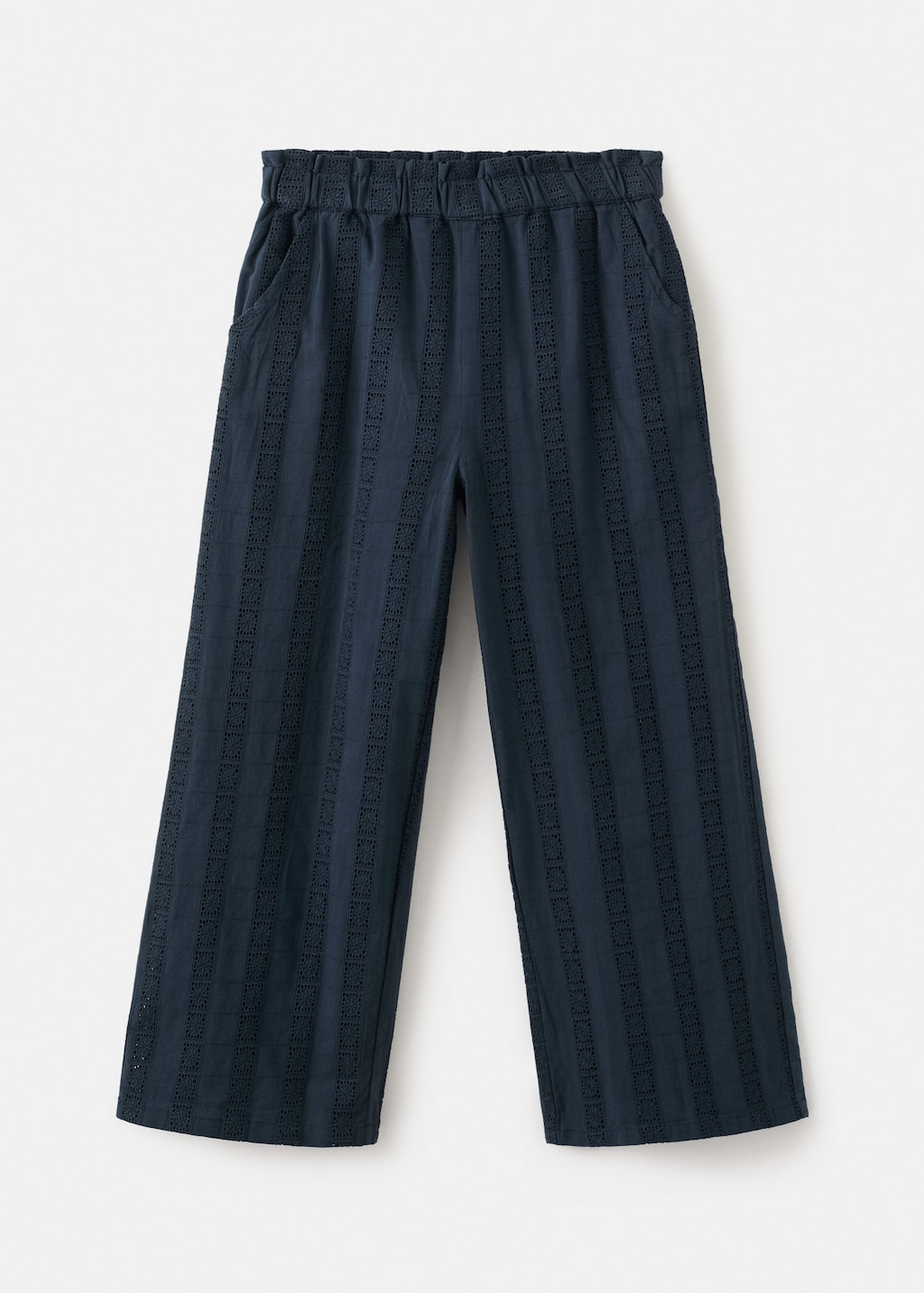 Mango Kids' Cotton Trousers With Embroidered Details Navy In Blue