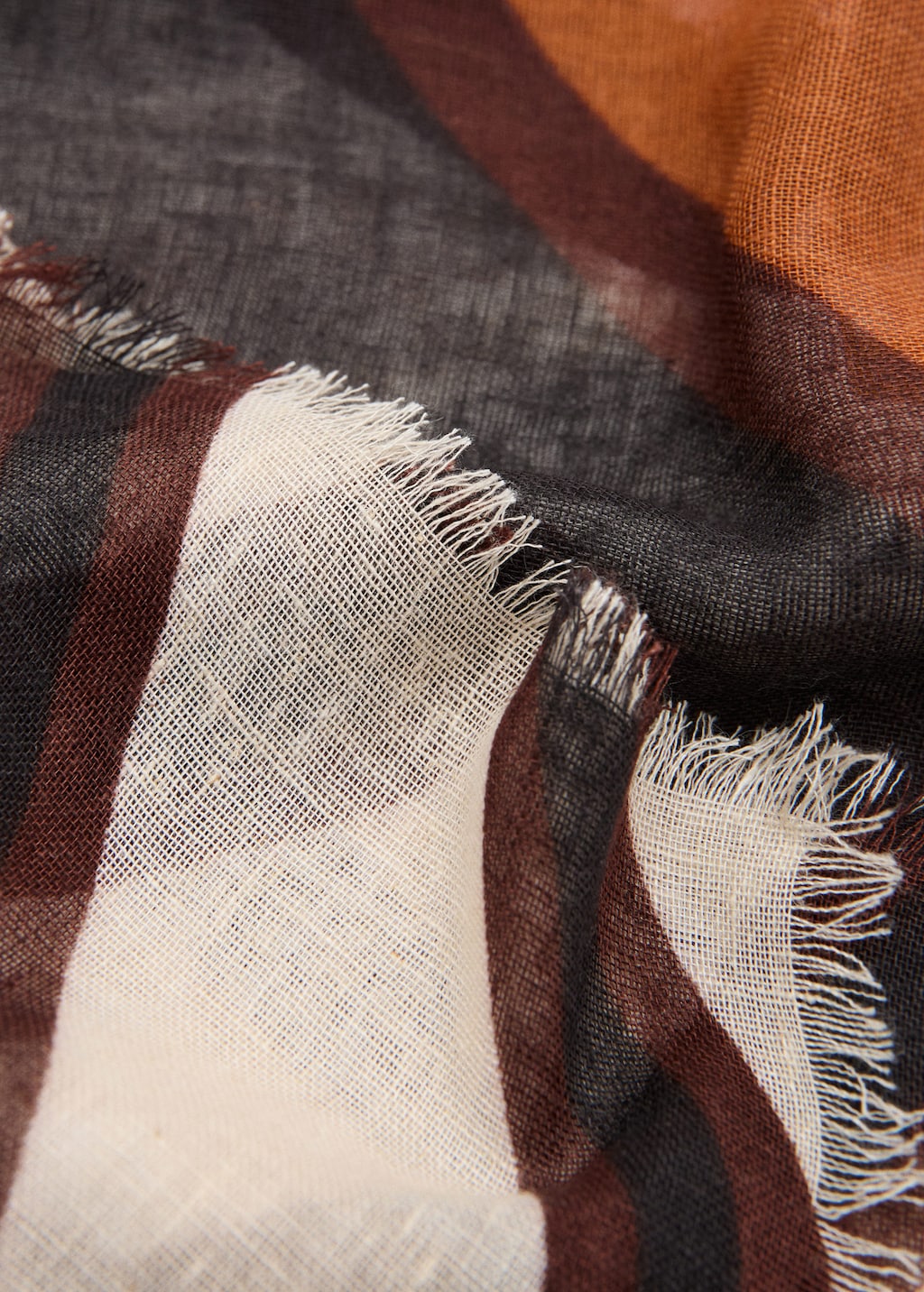 Mango Foulard Lin Imprimé Géométrique Marron - Femme - Taille Unique -  In Brown