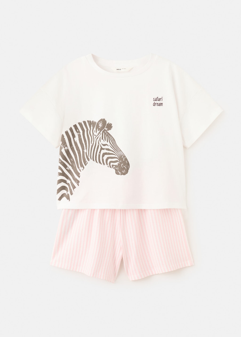 Mango Kids' Striped Short Pyjamas In Off White