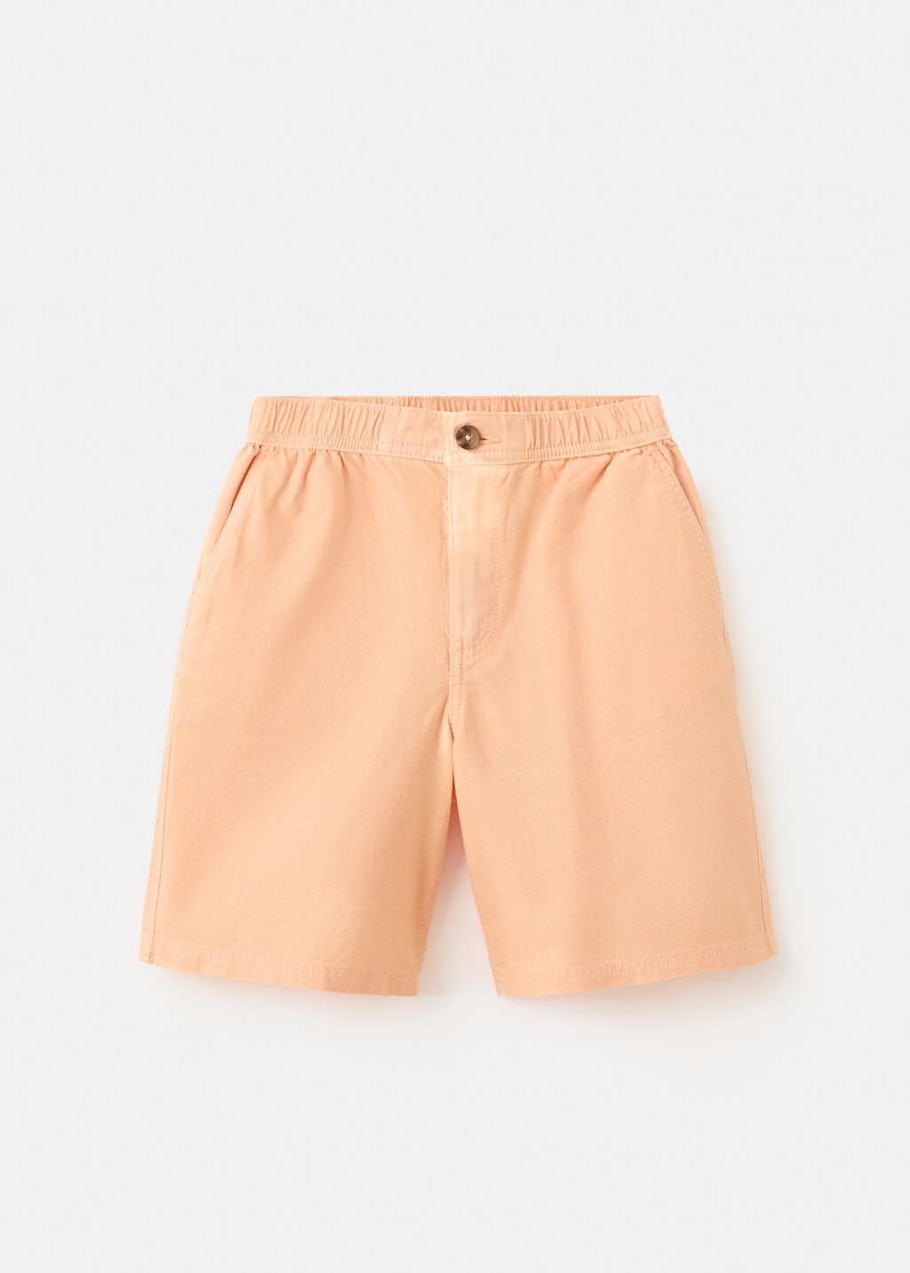 Mango Kids' Cotton-linen Blend Bermuda Shorts In Peach