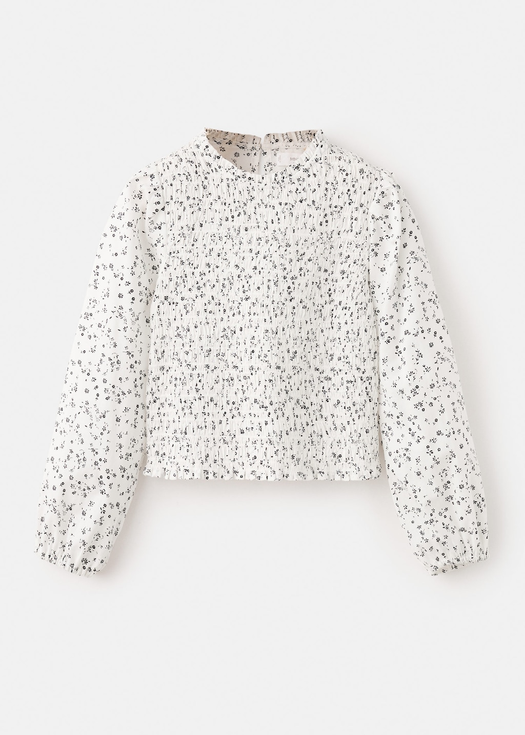 Mango Kids' Floral Cotton Blouse White In Blue