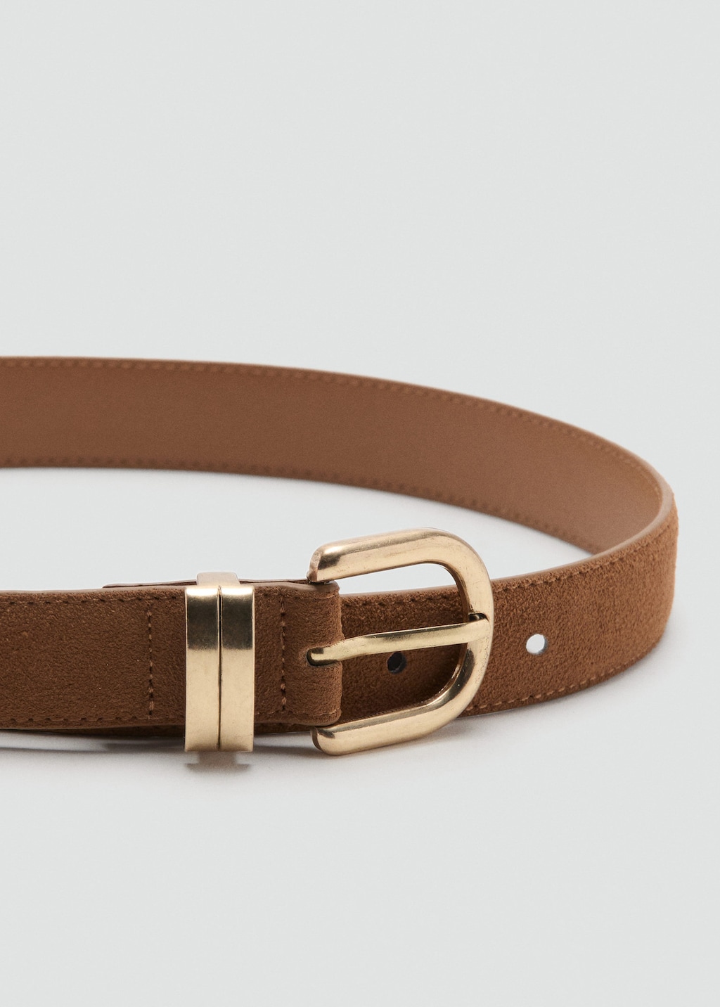 Mango Suede Leather Belt Brown