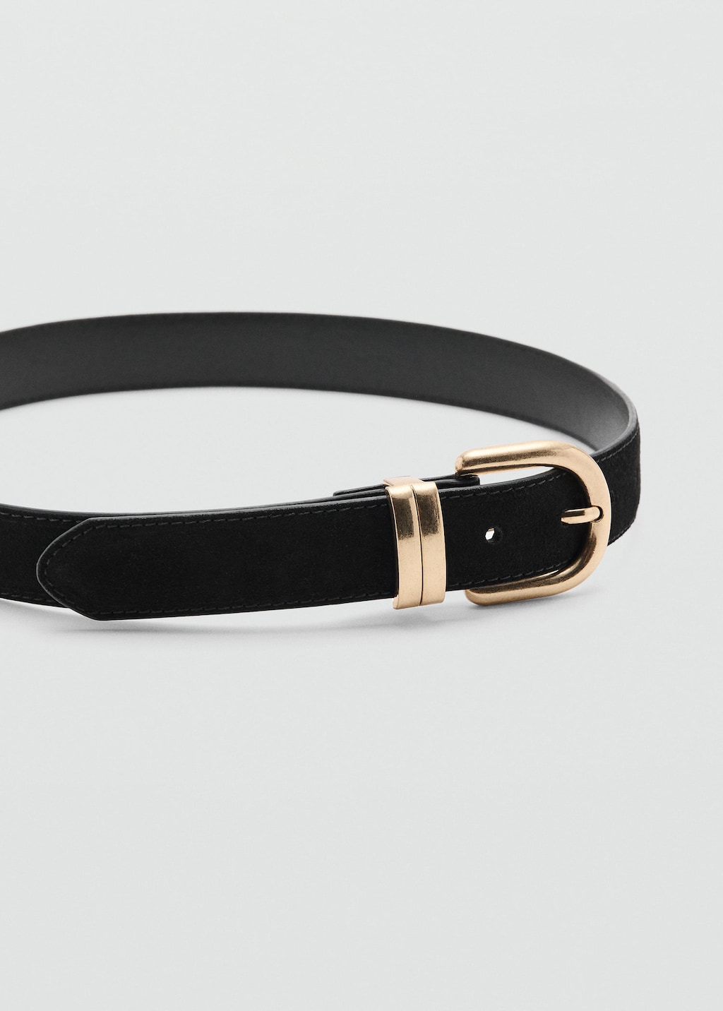 Mango Suede Leather Belt Black