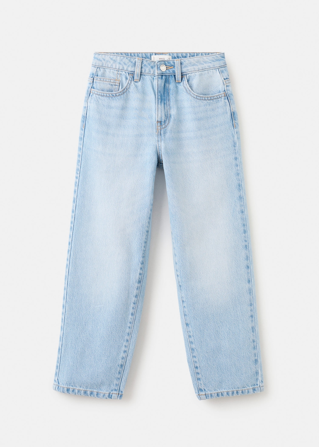 Mango Kids' Mid-rise Straight Jeans Light Blue