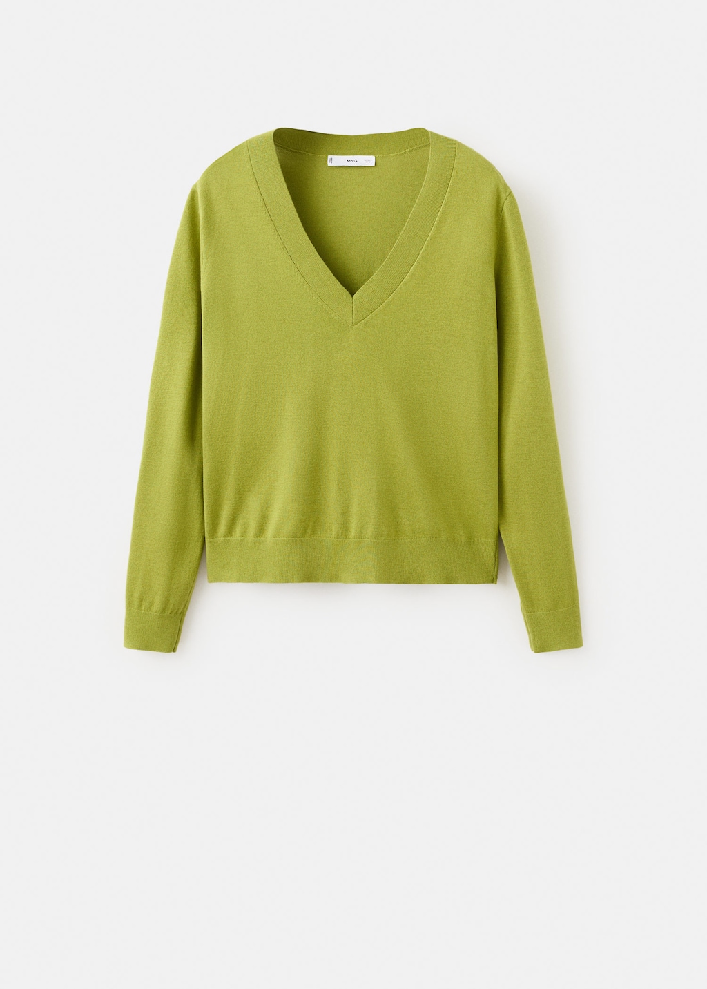 Mango V-neck Knit Sweater Green