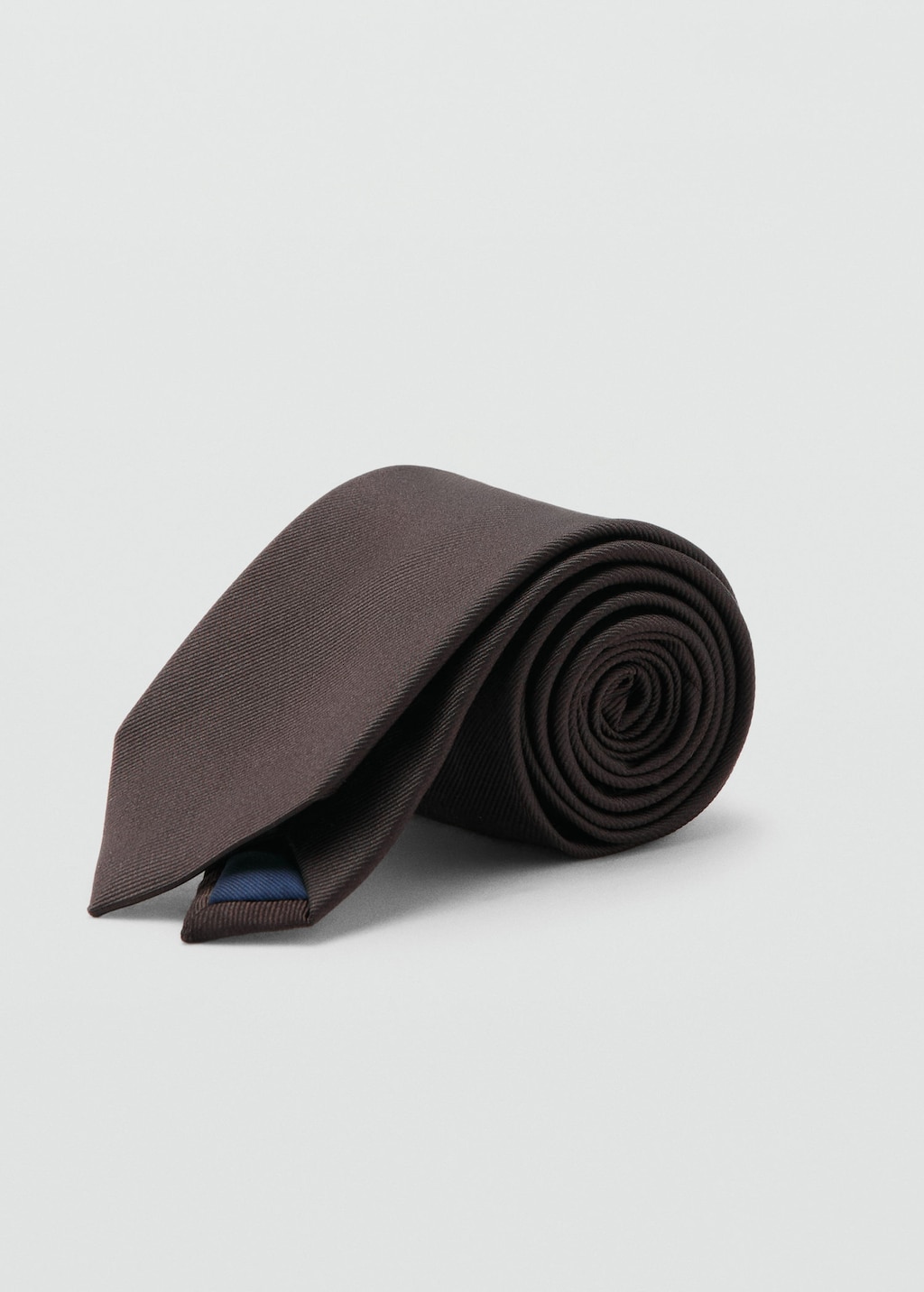 Mango Man Plain Silk Tie In Brown