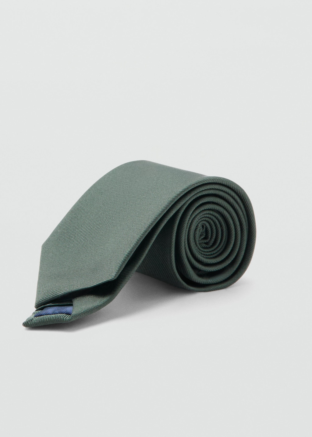 Mango Man Plain Silk Tie In Green