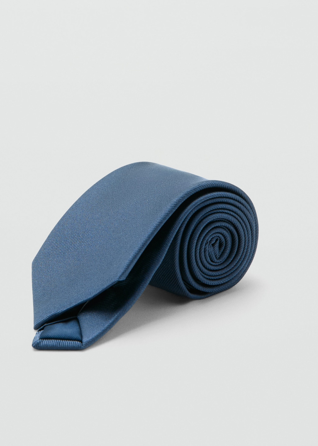 Mango Man Plain Silk Tie In Blue