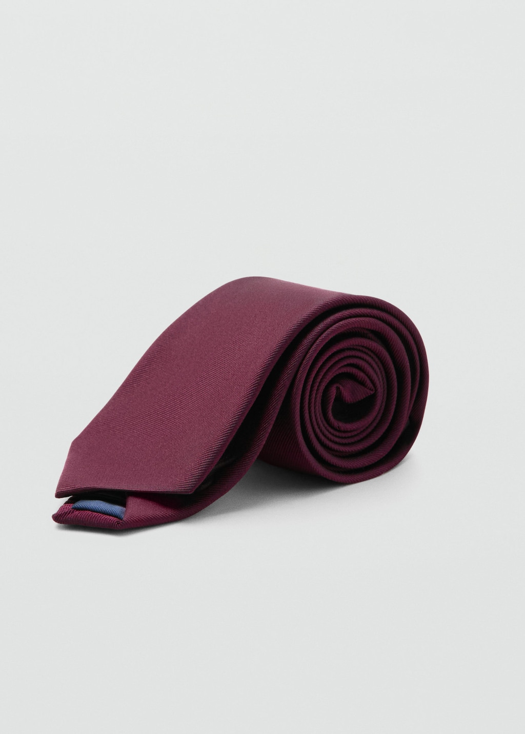 Mango Man Plain Silk Tie In Burgundy