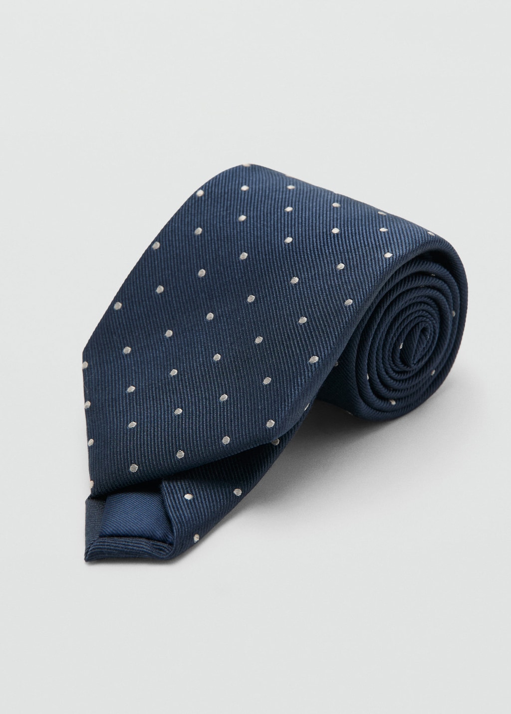 Mango Man Polka-dot Silk Tie Navy In Blue