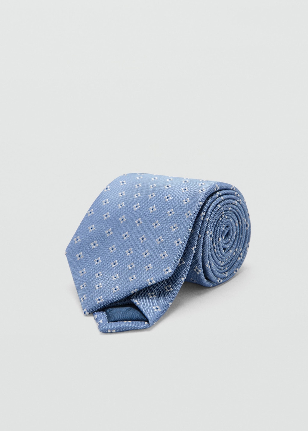 Mango Man Geometric Patterned Silk Tie Sky Blue