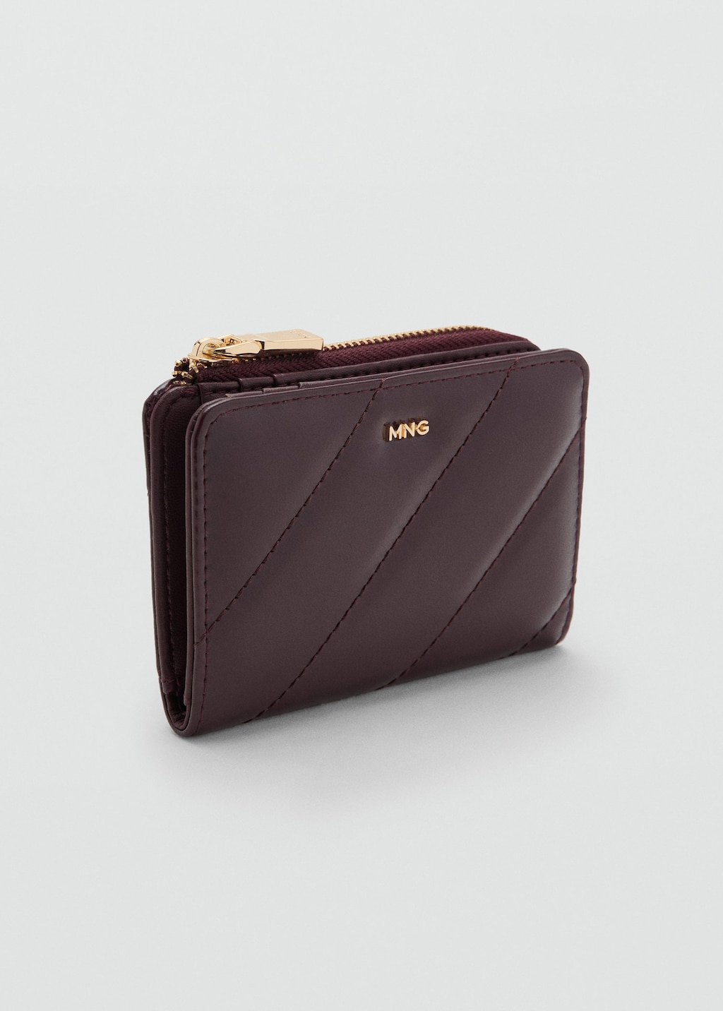 Mango Small Padded Wallet In Burgundy