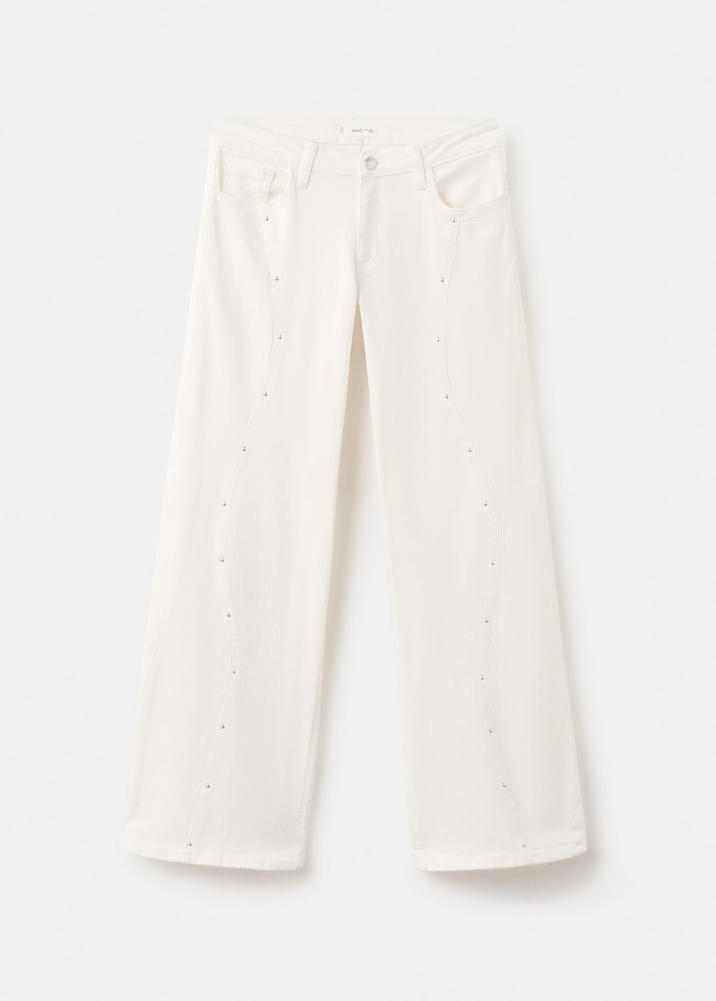 Mango Teen Low-waist Studded Jeans White