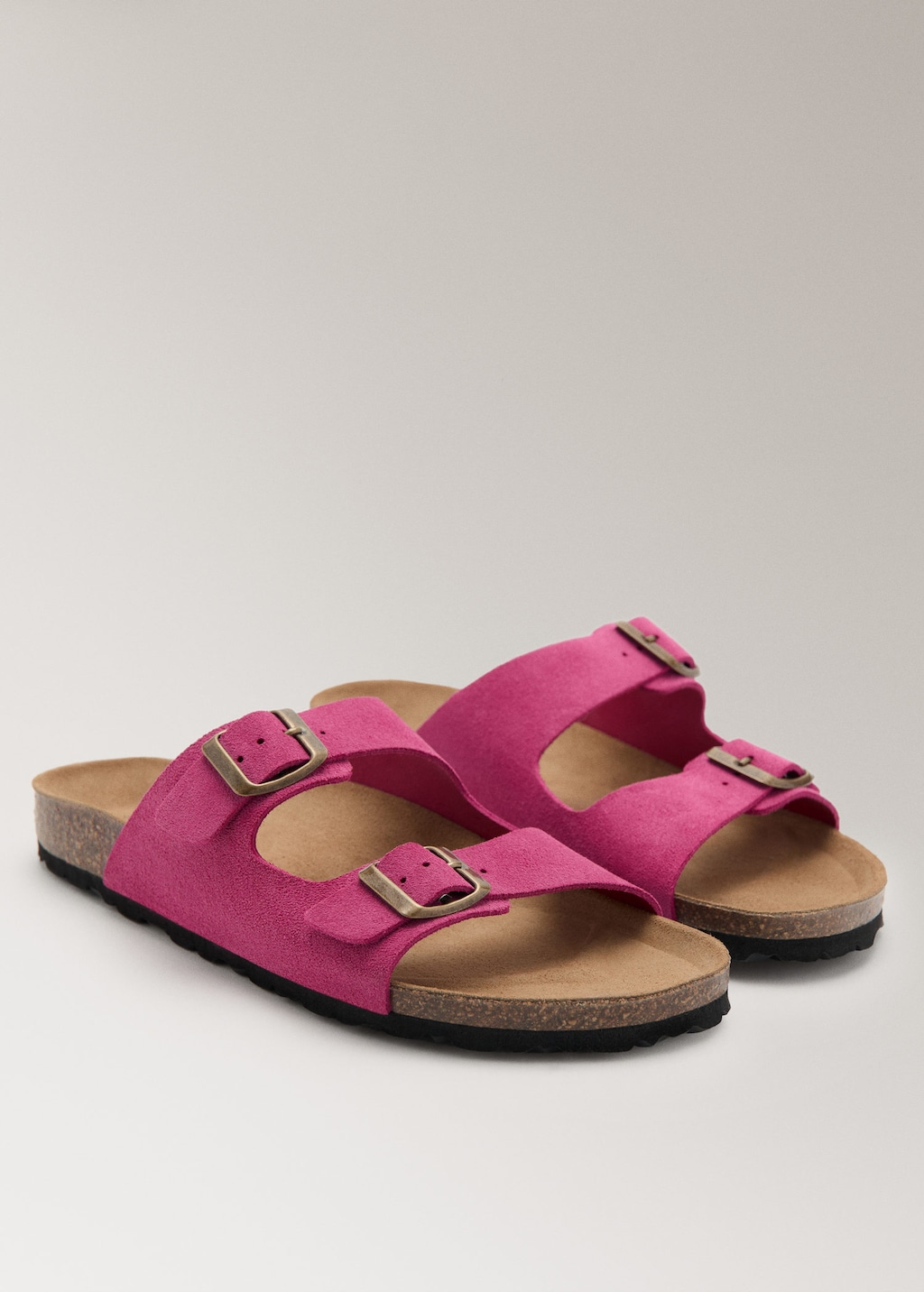 Mango Sandales En Cuir À Double Boucle Fuchsia - Femme - 41 -  In Pink