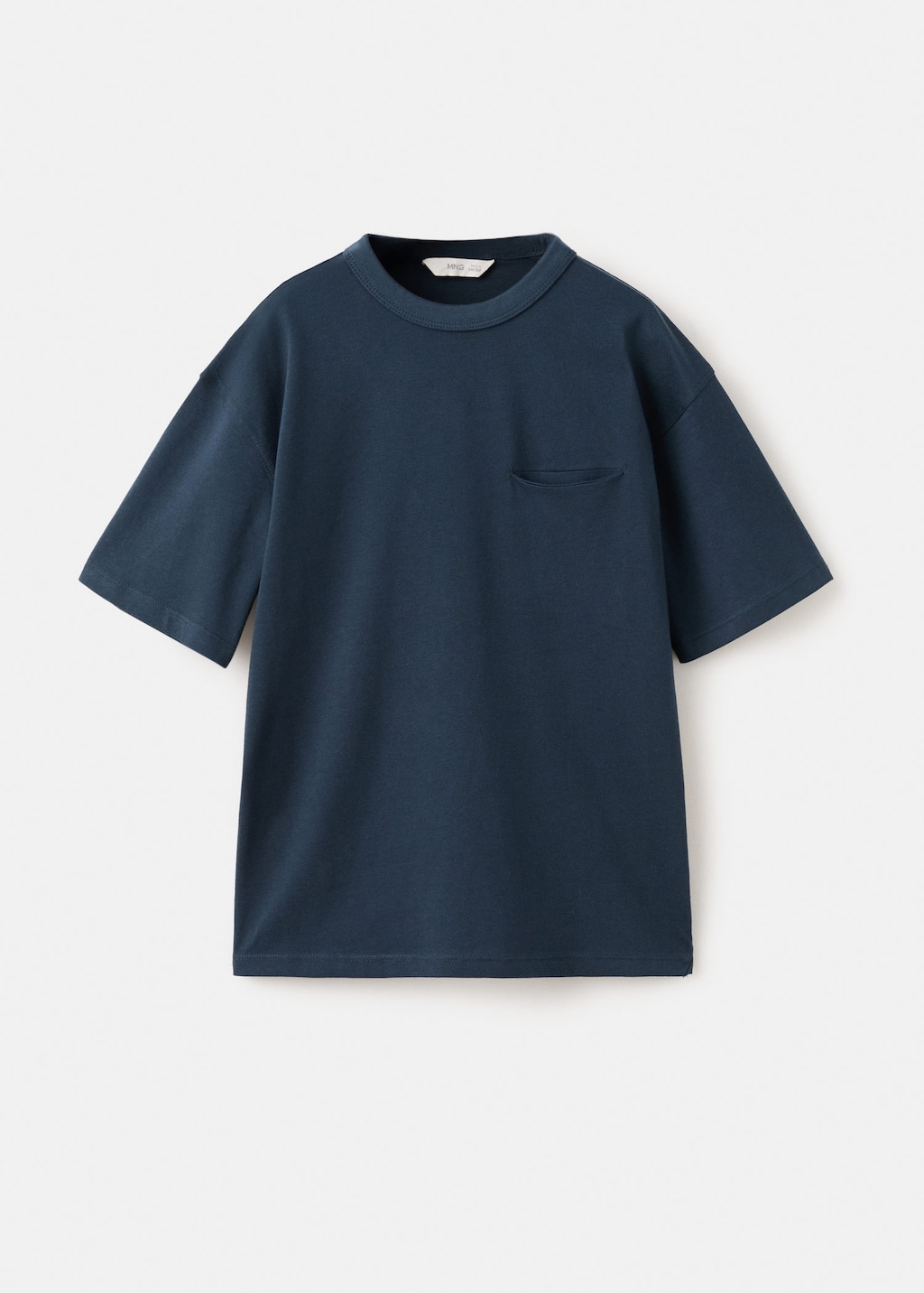 Mango Kids' Cotton T-shirt With Pocket Detail In Blue