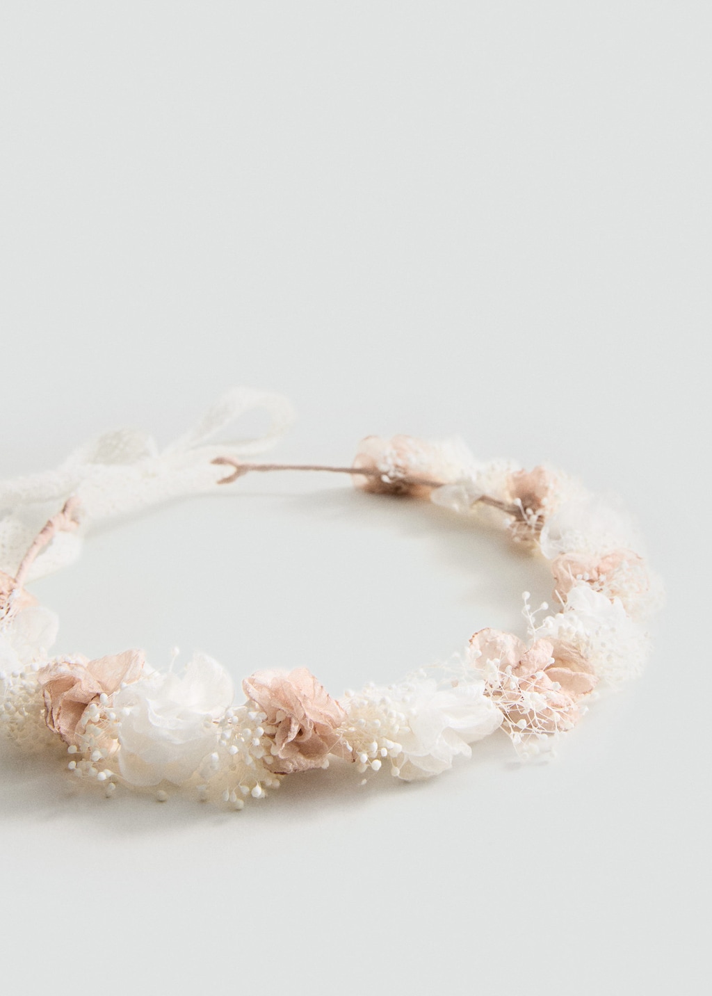 Mango Kids' Floral Headband With Combined Colours Pale Pink In Neutral
