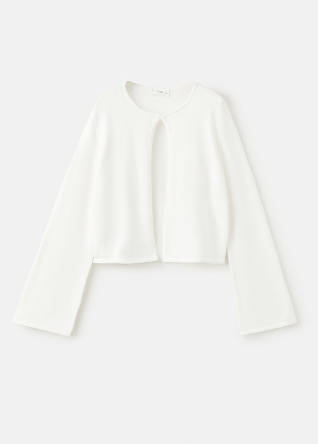 Mango Kids' Fine Cardigan With Lace Details Off White In Multi