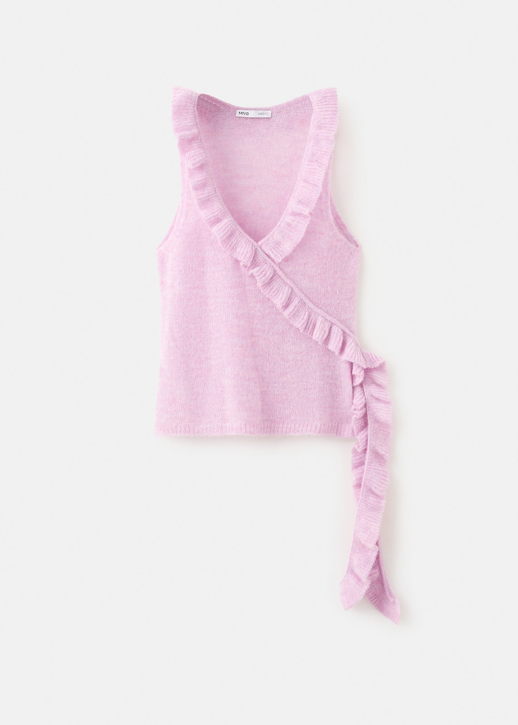 Mango Ruffle Knit Top Pink