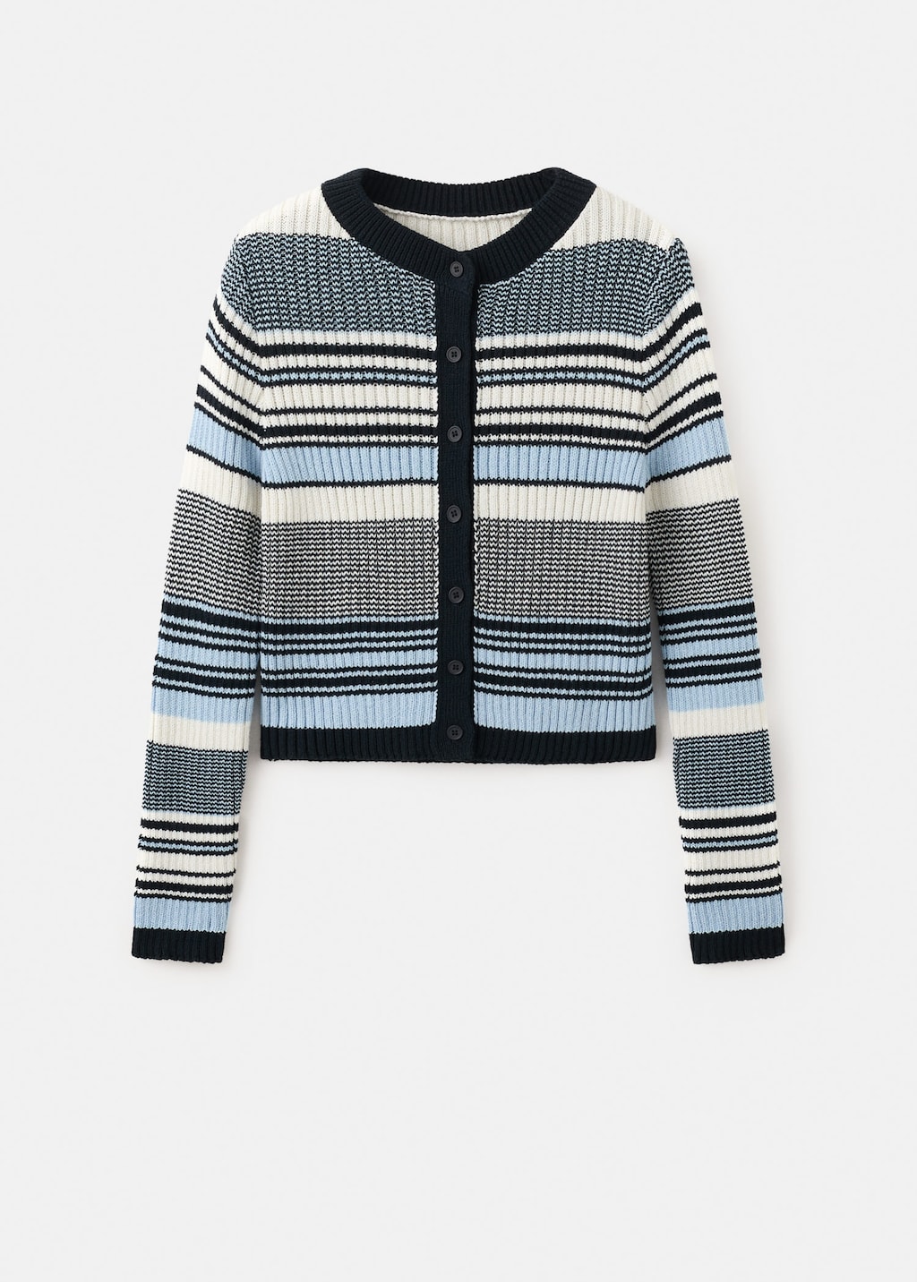 Mango Stripped Knit Cardigan Blue In Black