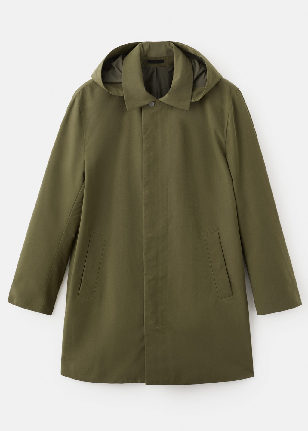 Mango Water-repellent Parka With Removable Hood Olive Green