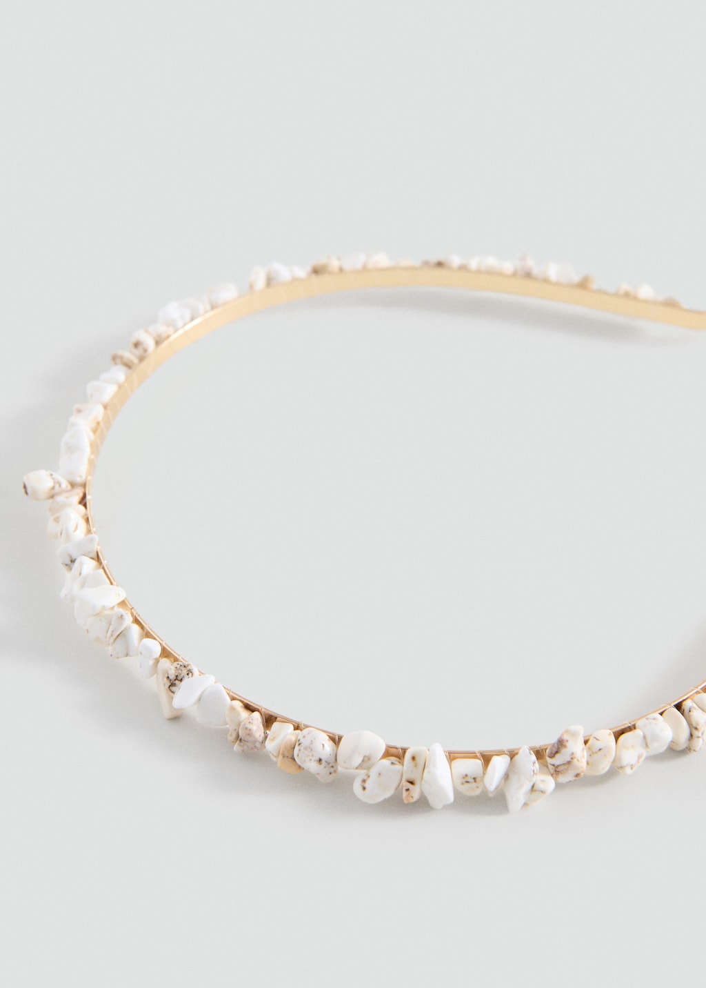 Mango Kids' Beaded Detail Headband Ecru In Gold