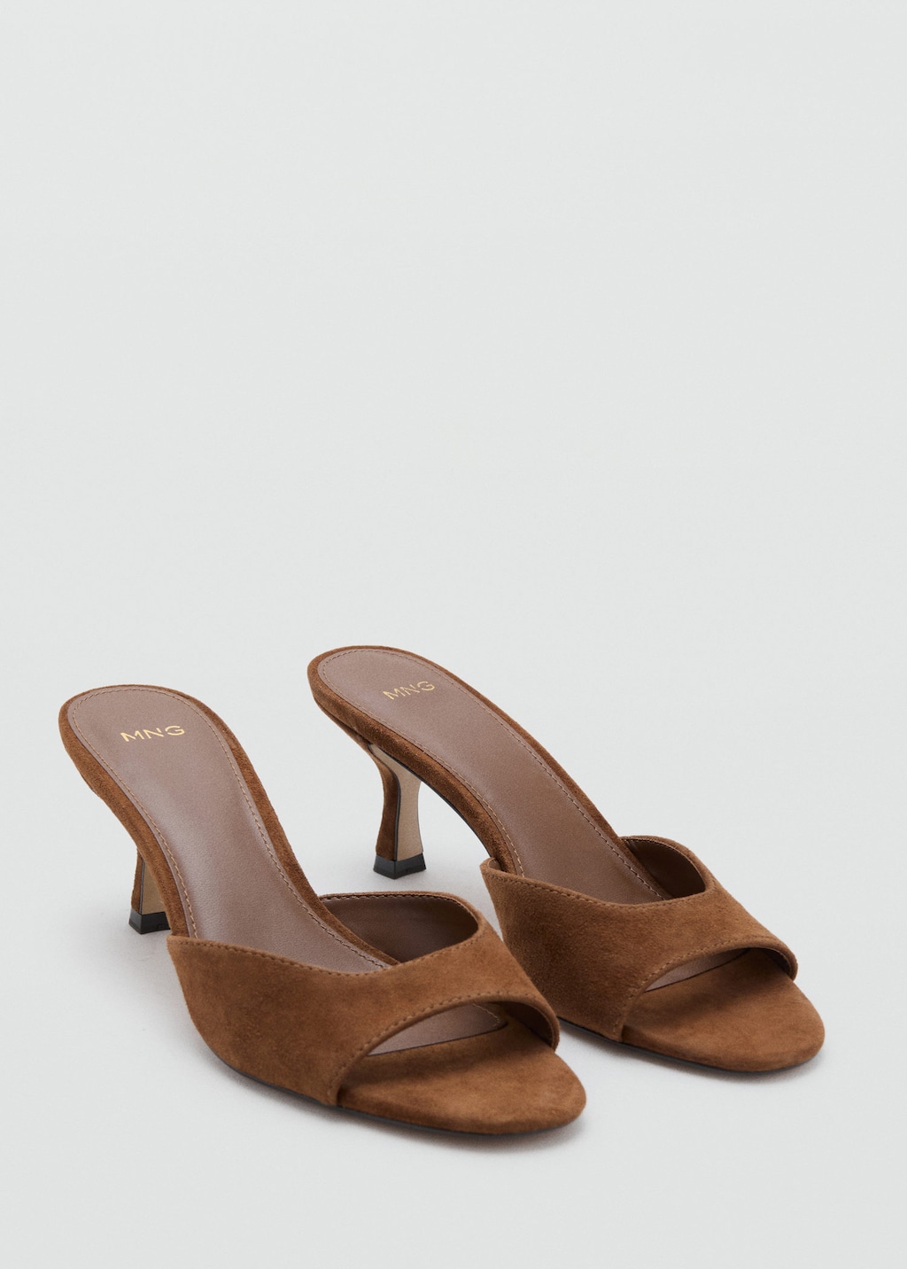 Mango Suede Funnel Heel Sandal Leather In Brown