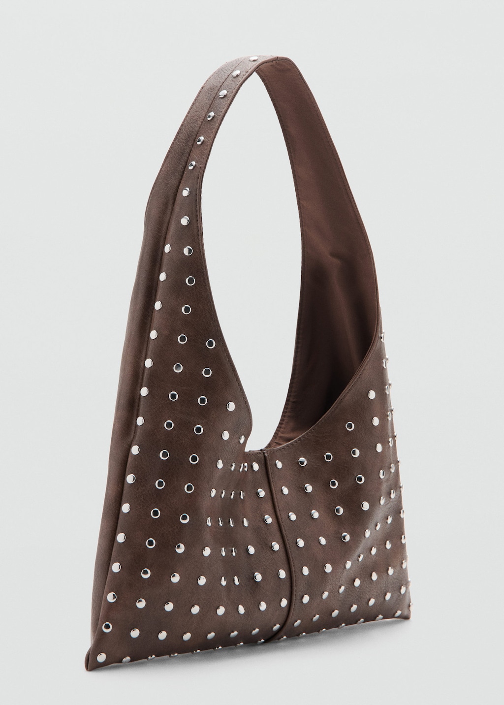 Mango Studded Shoulder Bag Chocolate In Brown