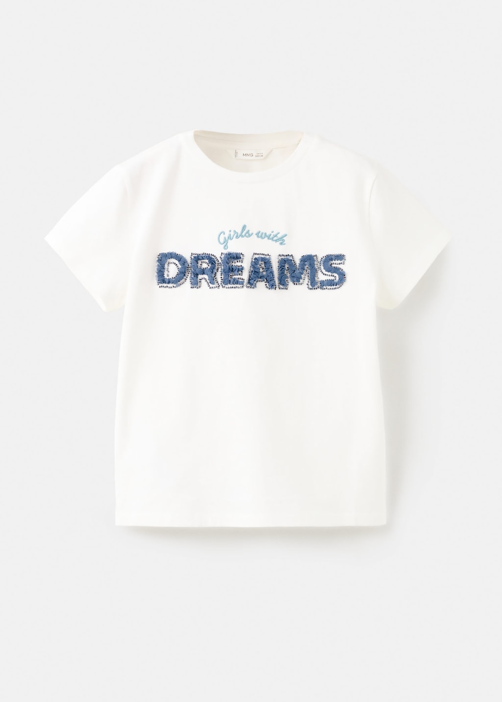 Mango Kids' Text Cotton T-shirt Off White