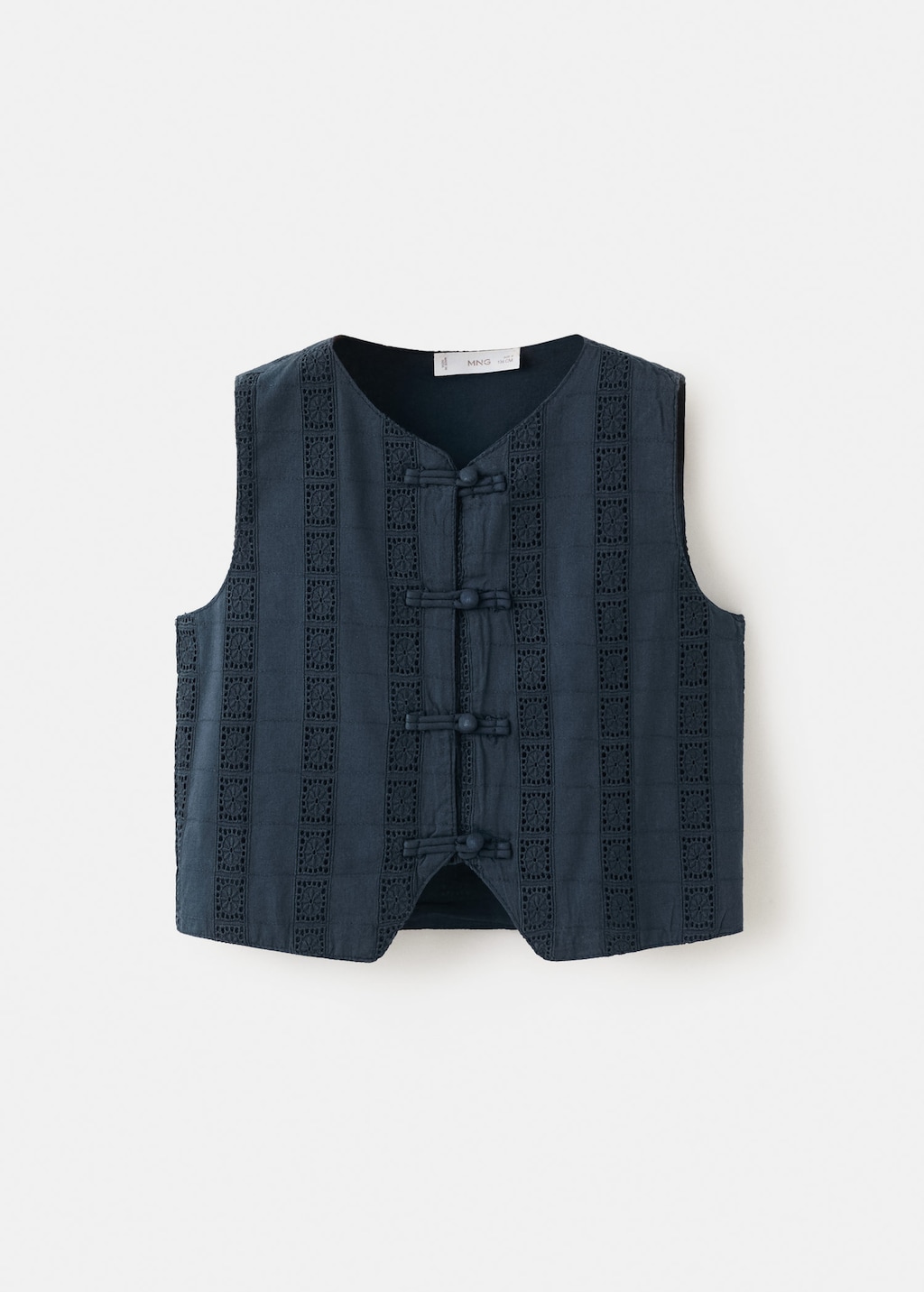 Mango Kids' Embroidered Detail Gilet Navy In Blue