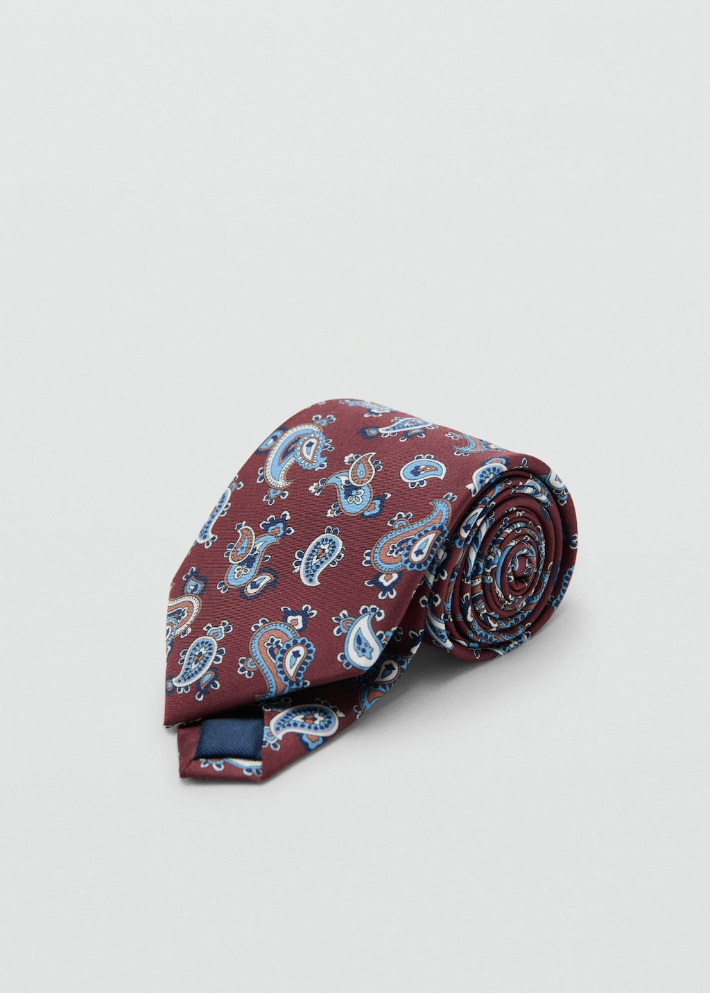 Mango Paisley-print 100% Silk Tie In Burgundy