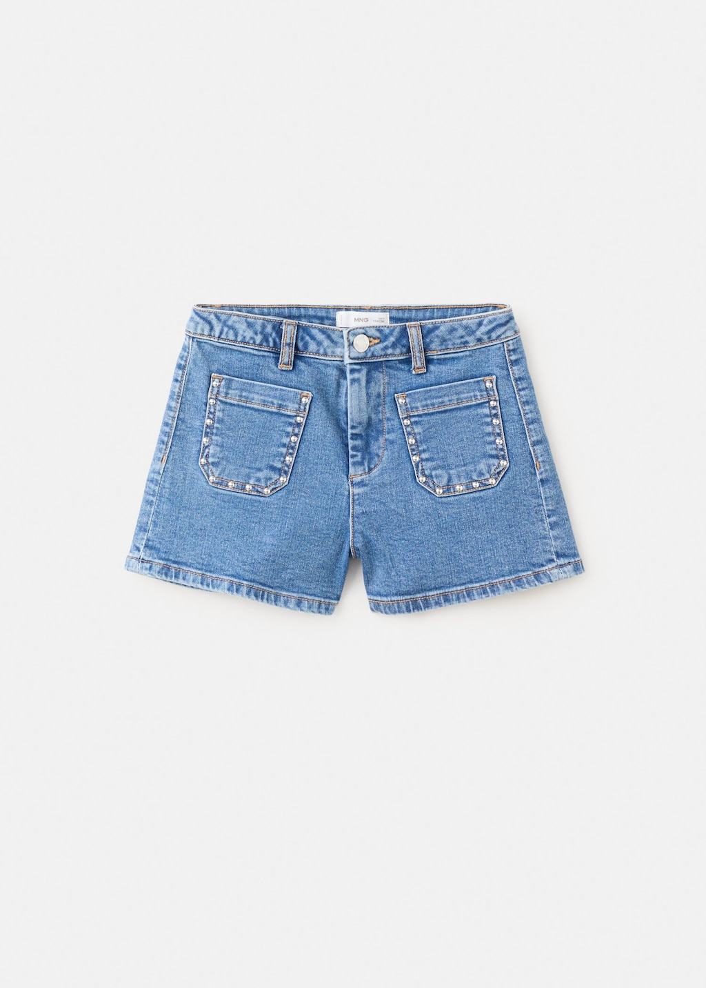 Mango Kids' Studded Shorts With Pocket In Medium Blue