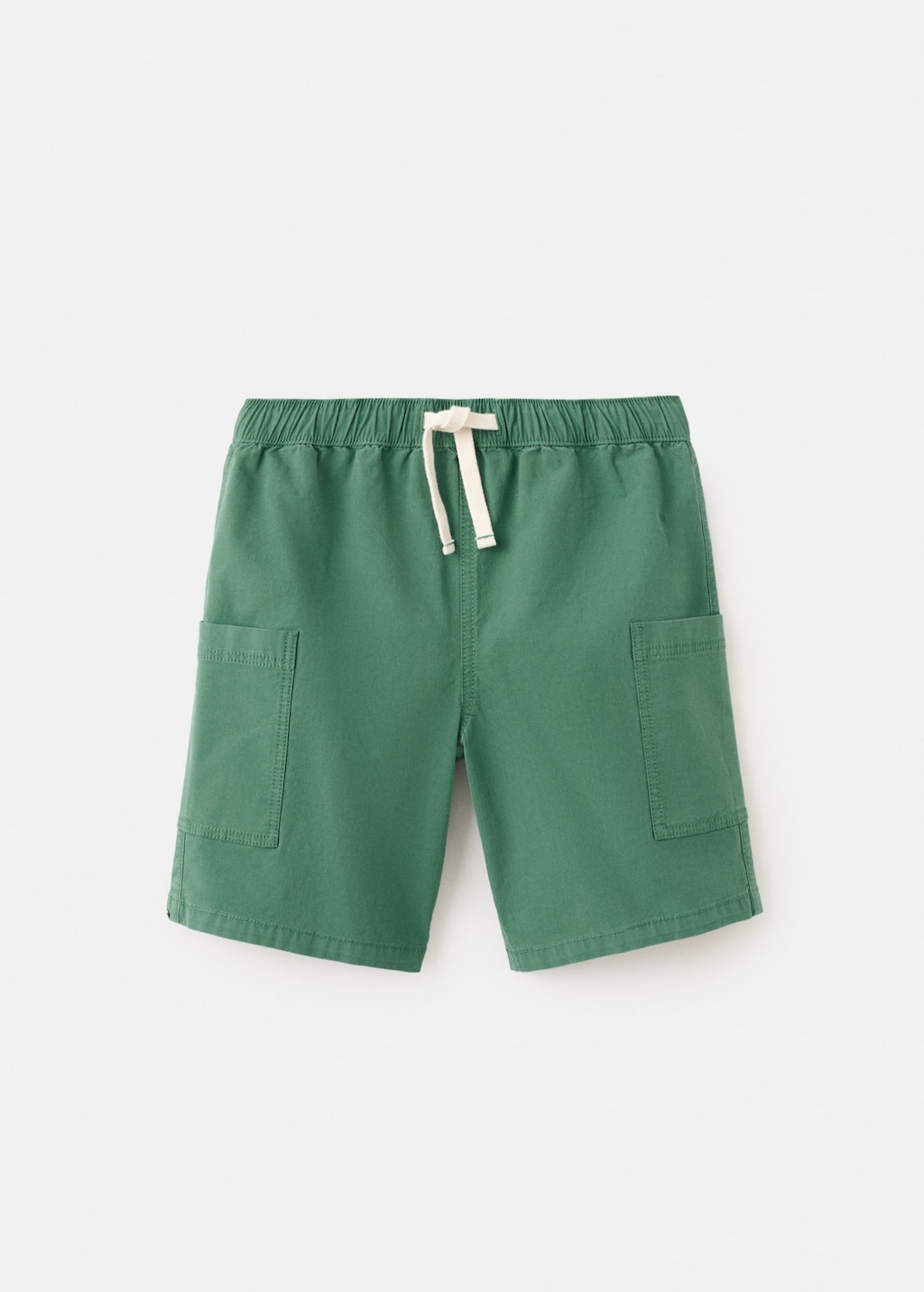 Mango Kids' Cargo Pockets Cotton Bermuda Shorts In Green