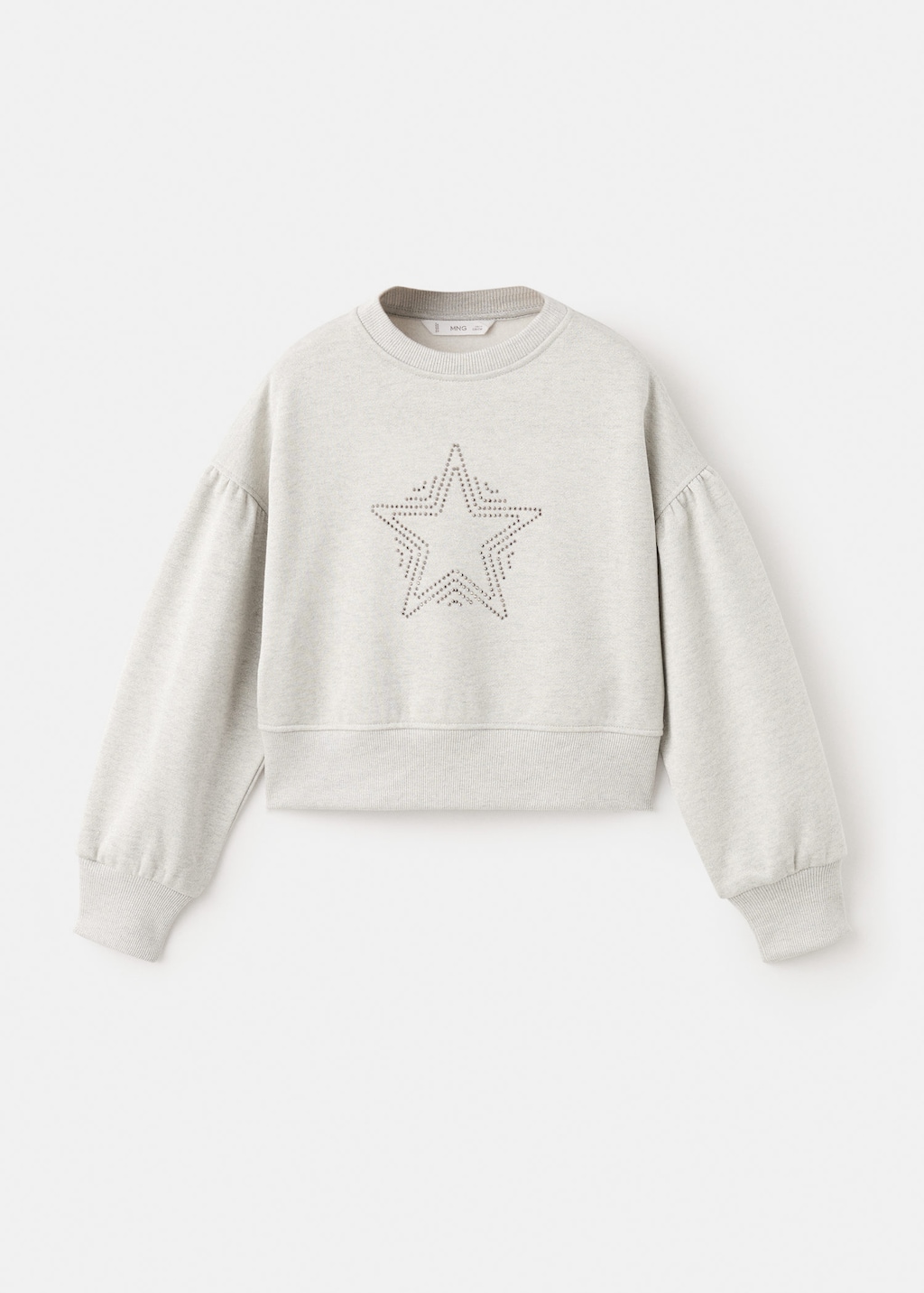 Mango Kids' Sweatshirt With Strass Star Embellishments And Lurex Details Charcoal In Gray