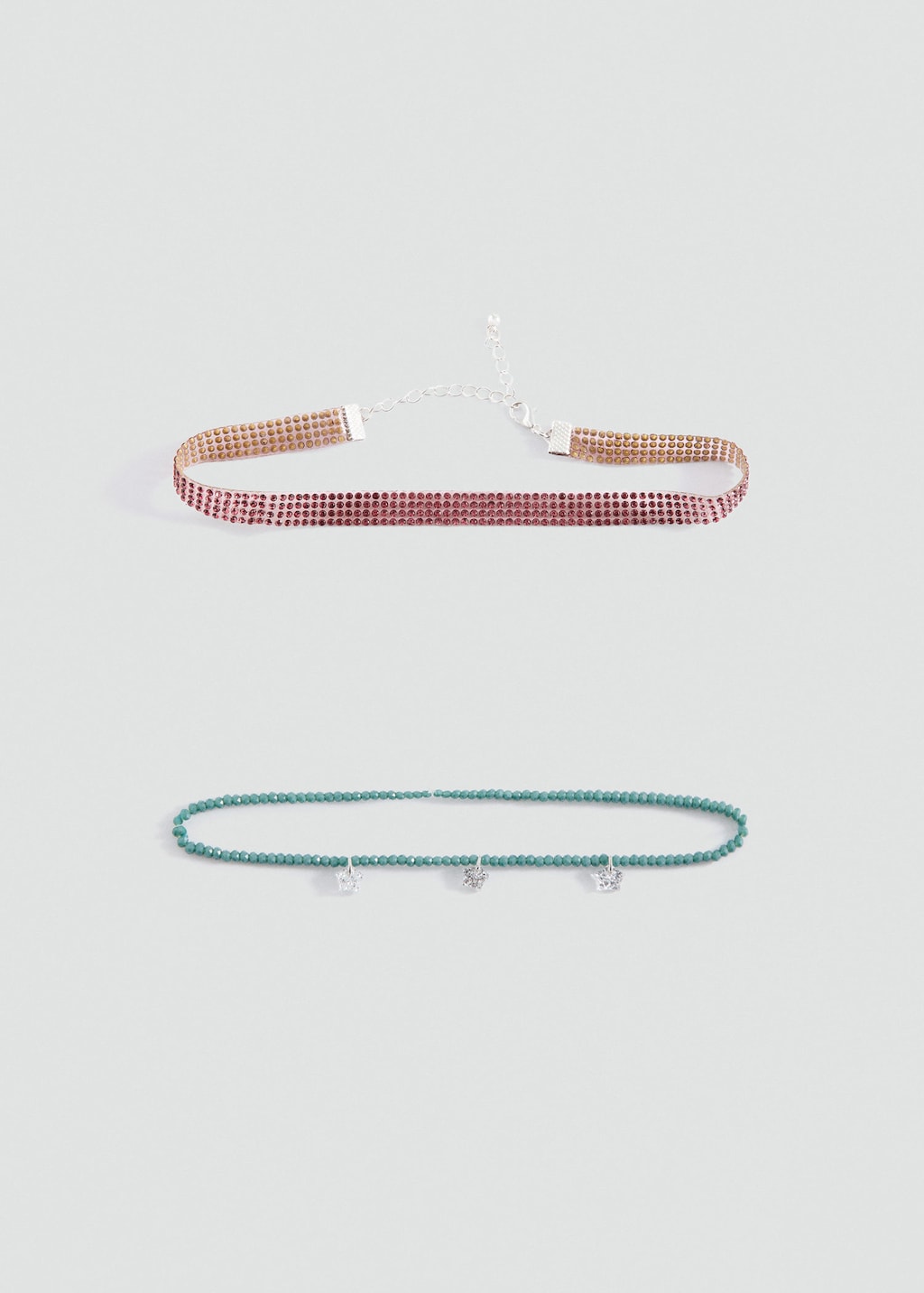 Mango Kids' 2 Pack Of Necklaces Aqua Green In Pink