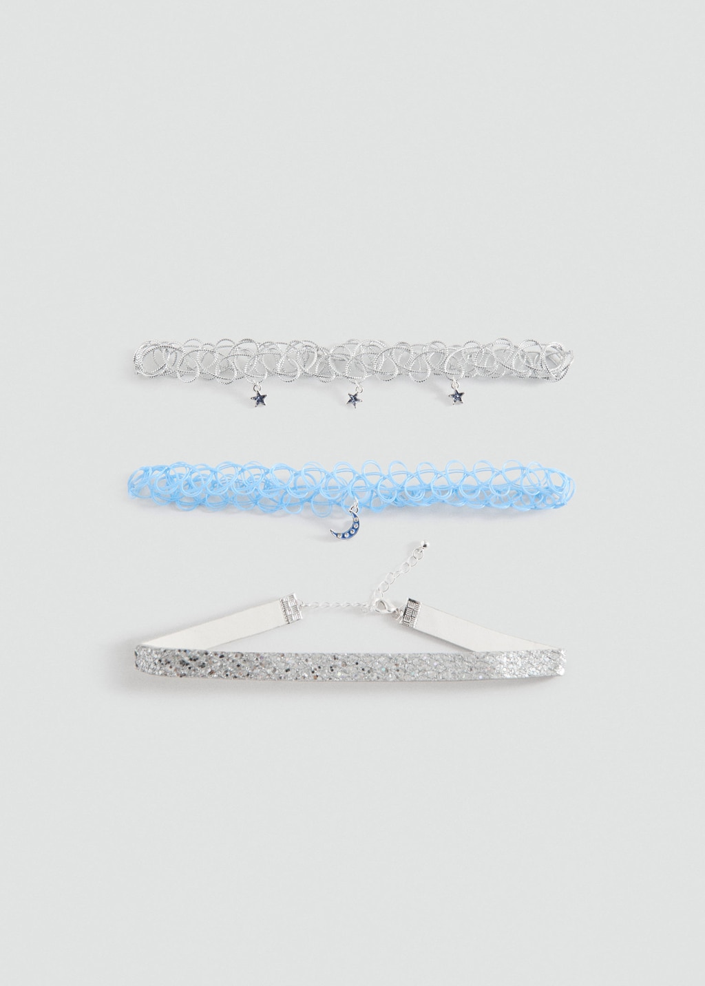Mango Kids' Pack Of 3 Chokers Silver In Multi