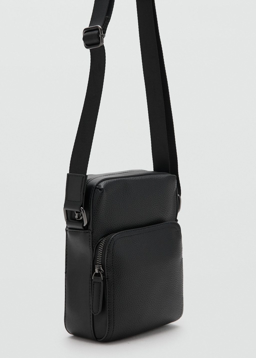 Mango Man Patent Faux-leather Shoulder Bag Black