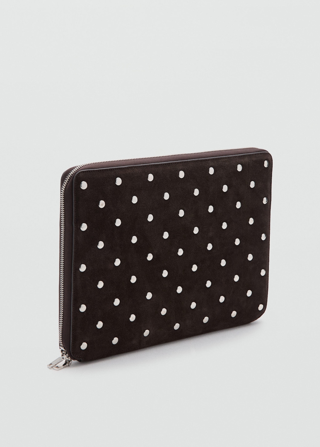 Mango Studded Leather Laptop Case Chocolate In Multi