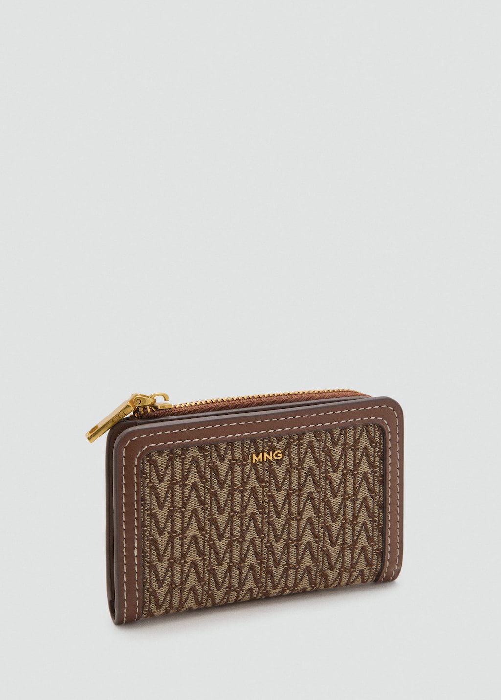 Mango Small Jacquard Wallet With Logo Chocolate In Brown