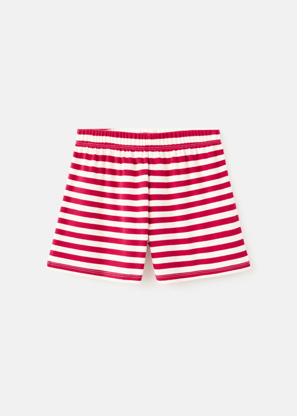Mango Kids' Ribbed Striped Shorts Red