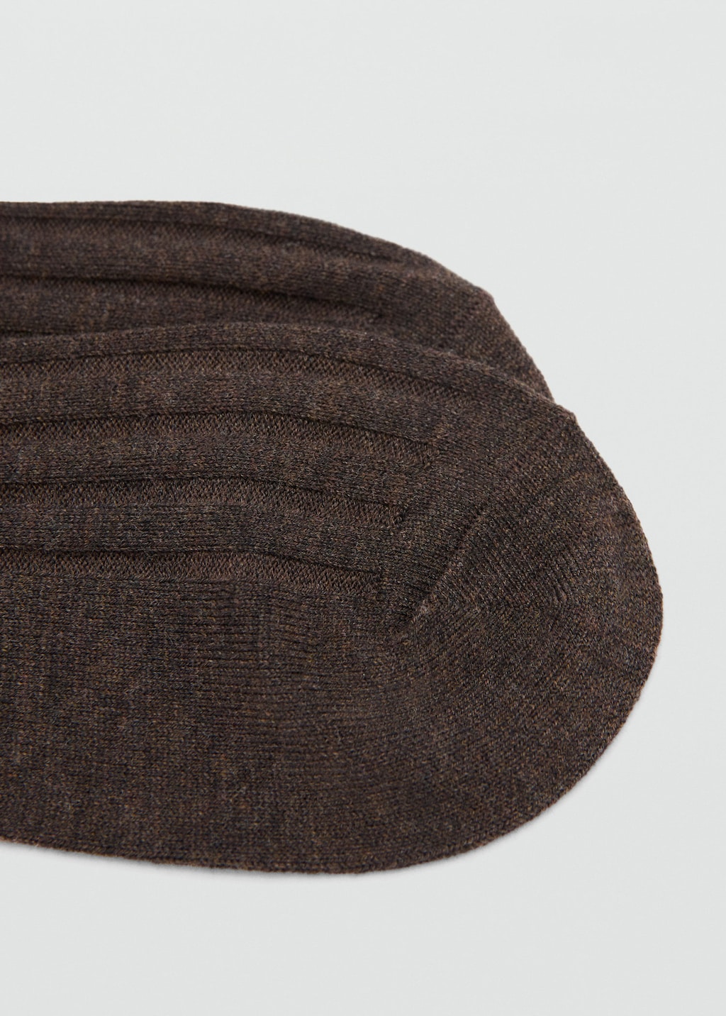 Mango Ribbed Wool Blend Socks Chocolate In Brown