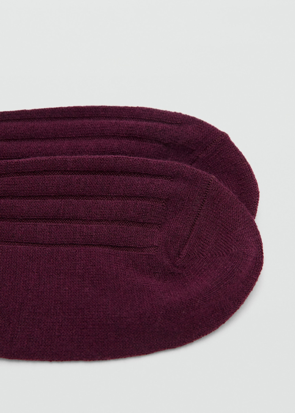 Mango Ribbed Wool Blend Socks In Burgundy