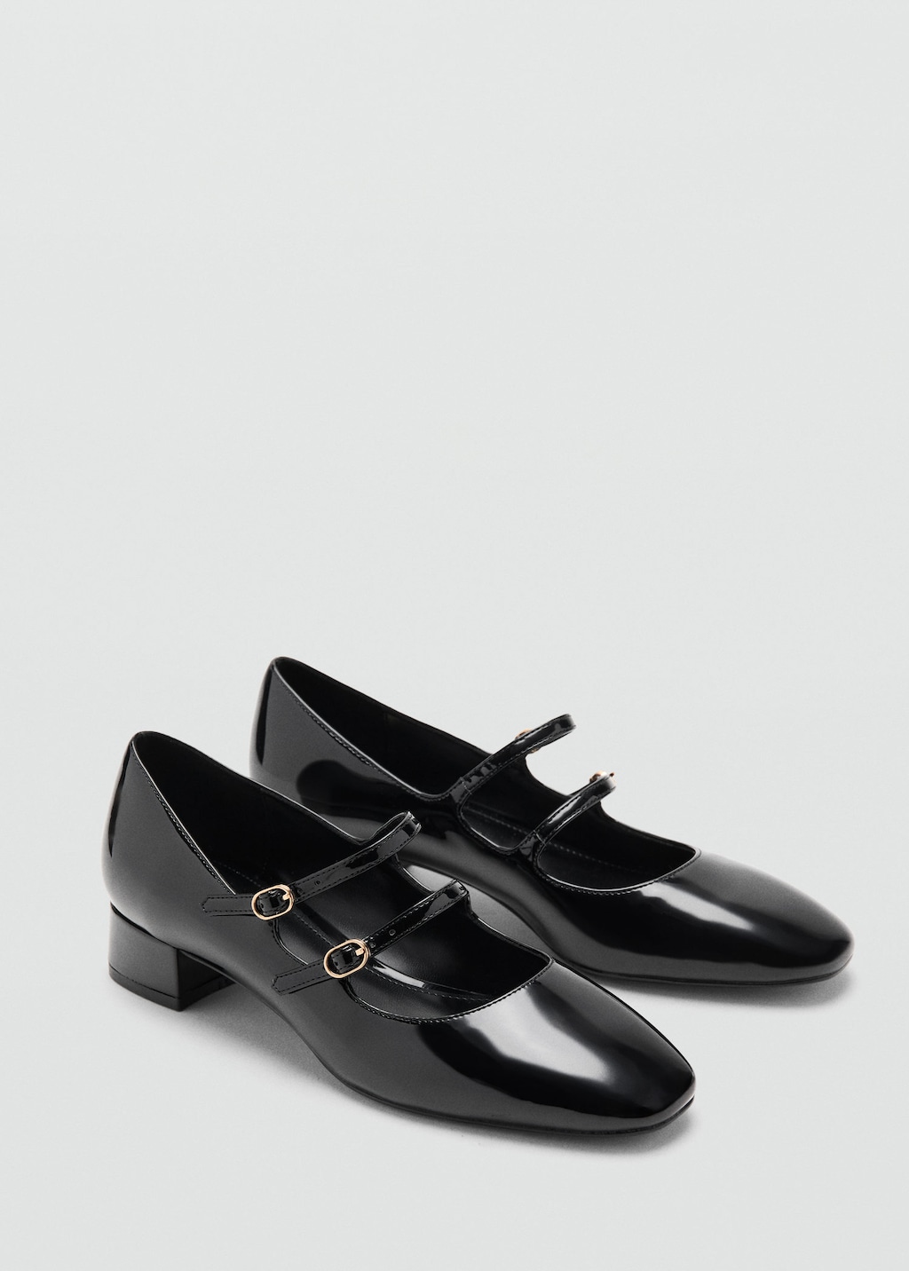 Mango Patent Leather Shoes With Buckle Black