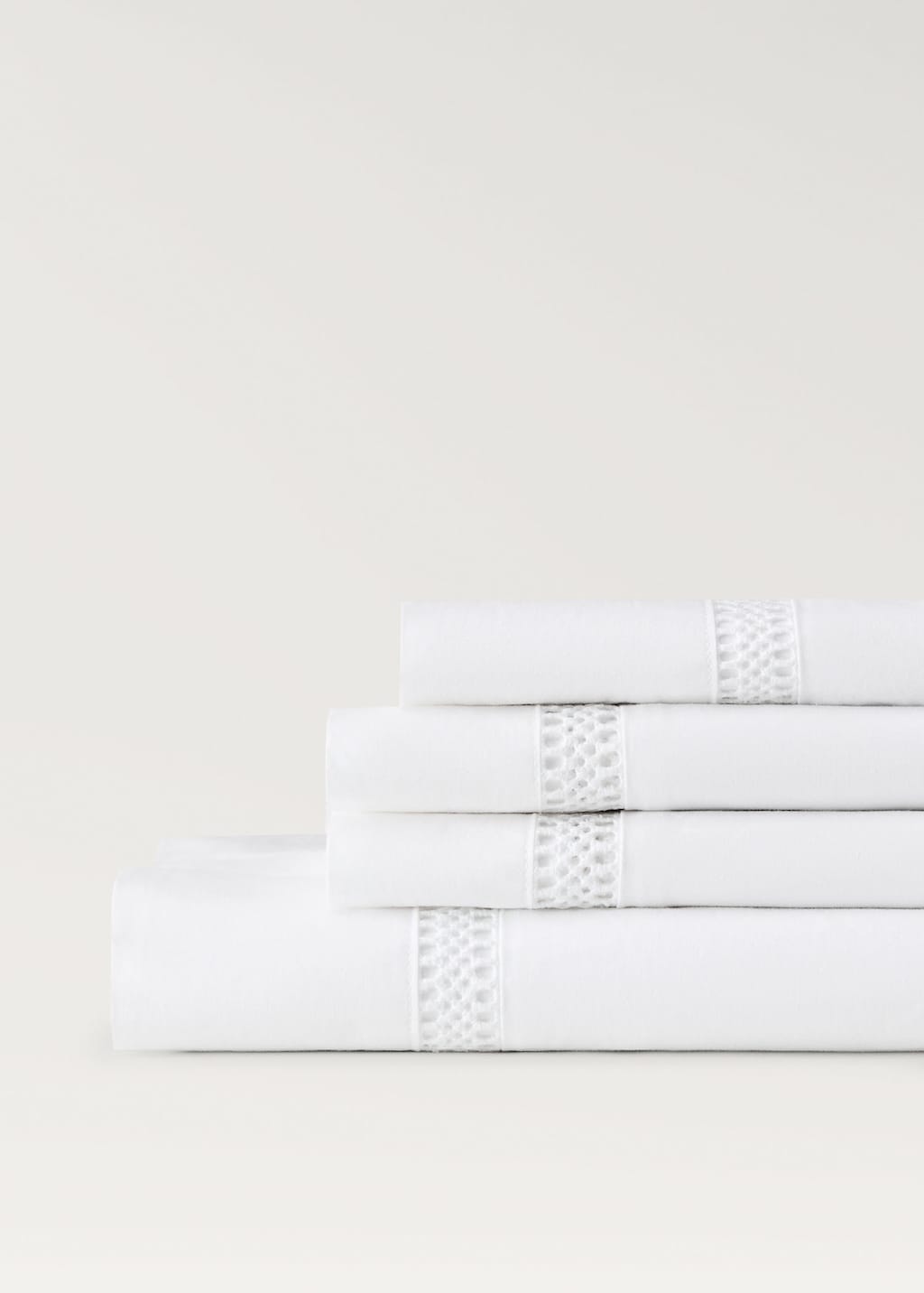 Mango Home Cotton Percale Top Sheet With Inserts For 135/140 Cm Bed In White