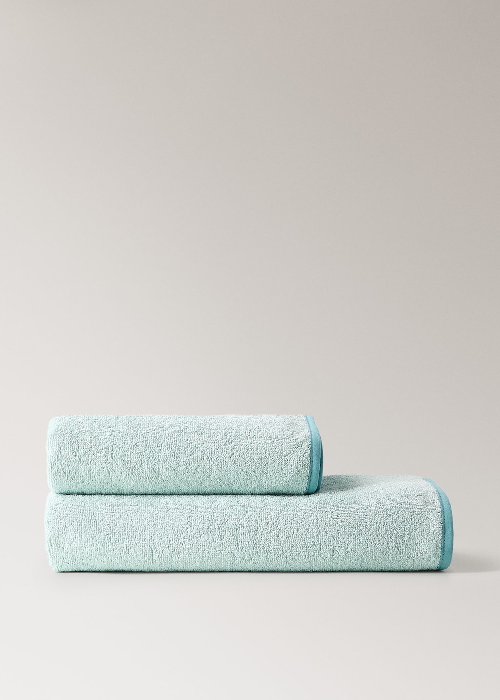 Mango Cotton Washbasin Towel With Contrasting Trim Mint Green In Blue