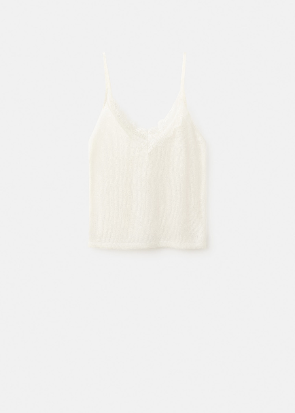 Mango Top With Lace Neck Ecru In Neutral