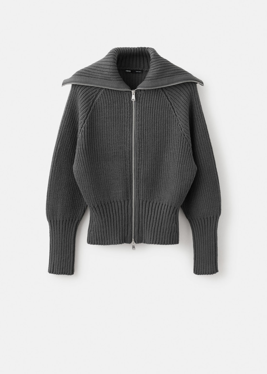 Mango Cardigan With Shawl Collar Charcoal In Gray