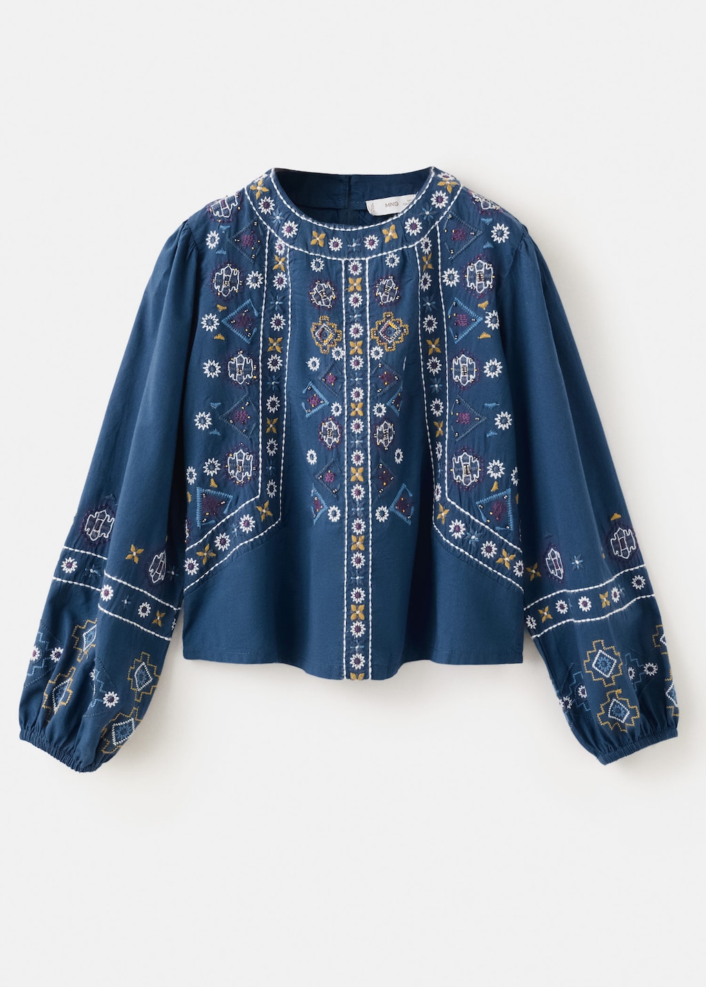 Mango Kids' Bead Detail Blouse Navy In Blue
